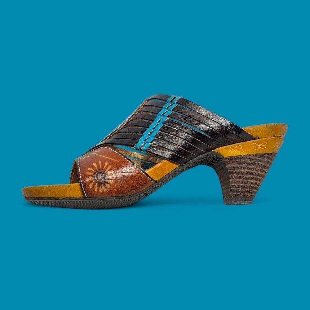 Spring-step Women's Brown and Blue Sandals